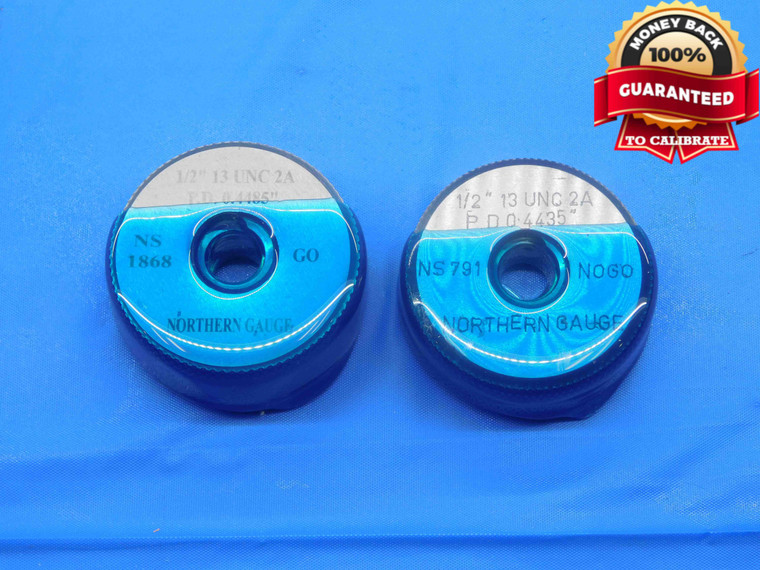 1/2 13 UNC 2A SOLID THREAD RING GAGES .5 .50 GO NO GO P.D.'S = .4485 & .4435 - DW28922BC4