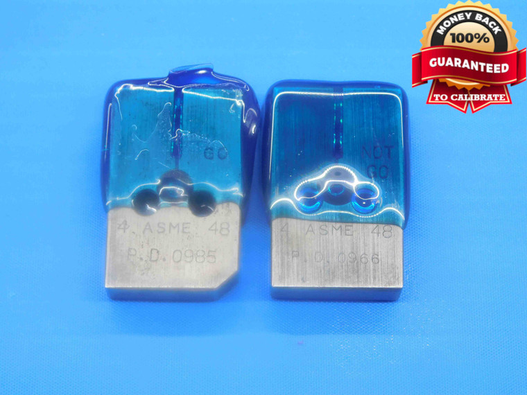 4 48 ASME THREAD RING GAGES #4 .112 .1120 GO NO GO P.D.'S = .0985 & .0966 UNF-3A - DW28933BD4