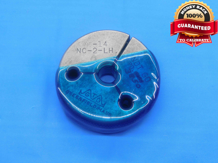7/16 14 NC 2 LEFT HAND THREAD RING GAGE .4375 NO GO ONLY P.D. = .3850 UNC-2 L.H. - DW28956BD4