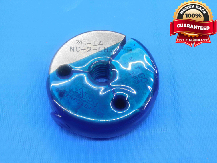7/16 14 NS 2 LEFT HAND THREAD RING GAGE .4375 GO ONLY P.D. = .3863 L.H. CHECK - DW28958BD4