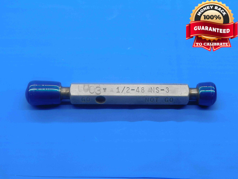 1/2 48 NS 3 THREAD PLUG GAGE .5 .50 .500 .5000 GO NO GO P.D.'S = .4865 & .4891 - DW28962BD4