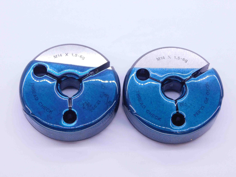 M14 X 1.5 6g METRIC THREAD RING GAGES 14 GO NO GO P.D.'S = 12.994 & 12.854 CHECK - BL0755CC