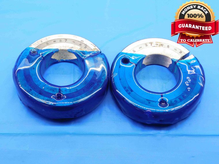 2" 27 NS 3 THREAD RING GAGES 2.0 2.00 2.000 GO NO GO P.D.'S = 1.9759 & 1.9716 - DW29333BD4