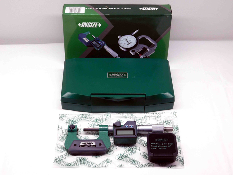 INSIZE #3581-25E ELECTRONIC DIGITAL SCREW THREAD MICROMETER 0 - 1" W/ TIP SET - MS7068INS