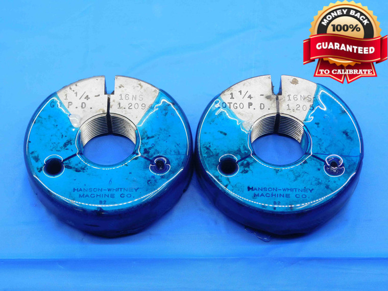 1 1/4 16 NS 3 THREAD RING GAGES 1.25 1.250 GO NO GO P.D.'S = 1.2094 & 1.2054 - DW29422BD4
