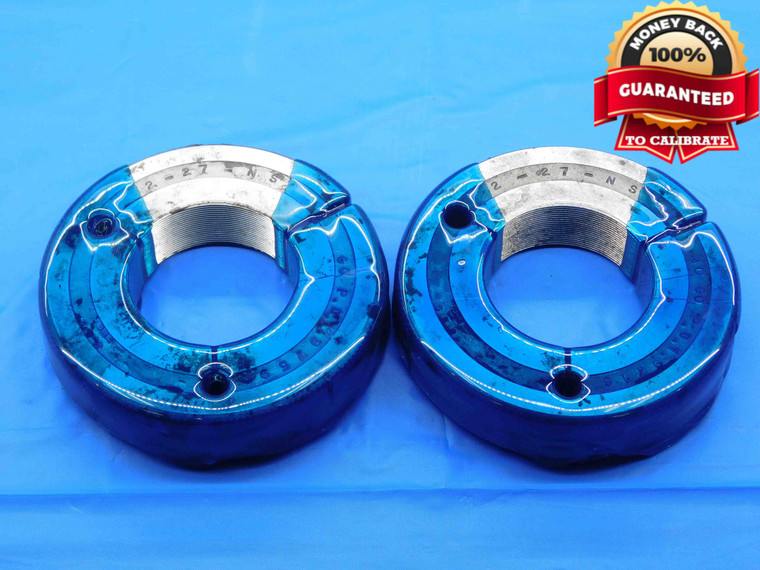 2" 27 NS 3 THREAD RING GAGES 2.0 2.00 2.000 GO NO GO P.D.'S = 1.9759 & 1.9716 - DW29423BD4
