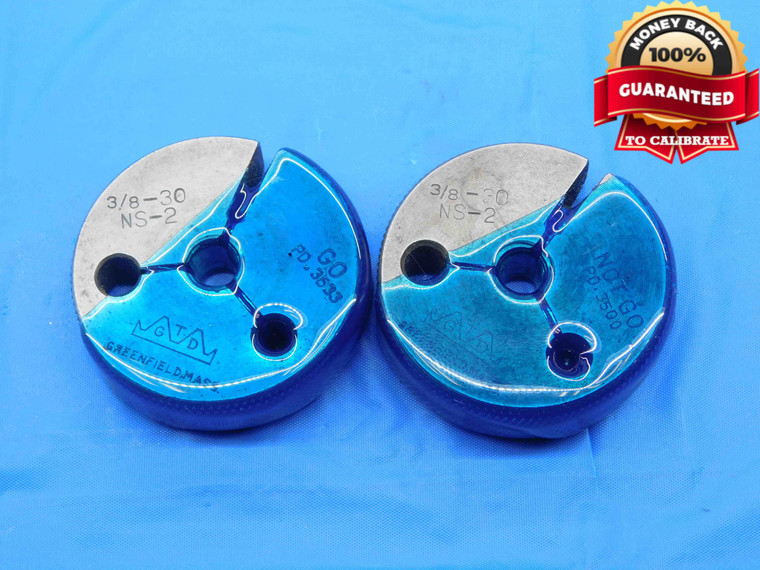 3/8 30 NS 2 THREAD RING GAGES .375 .3750 GO NO GO P.D.'S = .3633 & .3500 CHECK - DW29427BD4