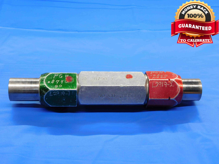 .8790 & .8850 CL Y PIN PLUG GAGE GO NO GO .8750 +.0040 7/8 22.327 mm .879 .885 - JC4721BA4
