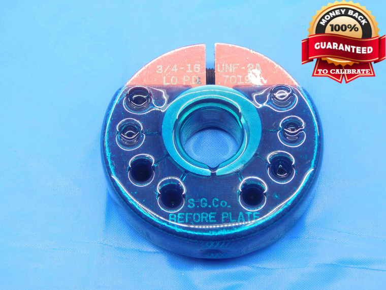 3/4 16 UNF 2A BEFORE PLATE THREAD RING GAGE .75 NO GO ONLY P.D. = .7019 CHECK - DW29830LVR