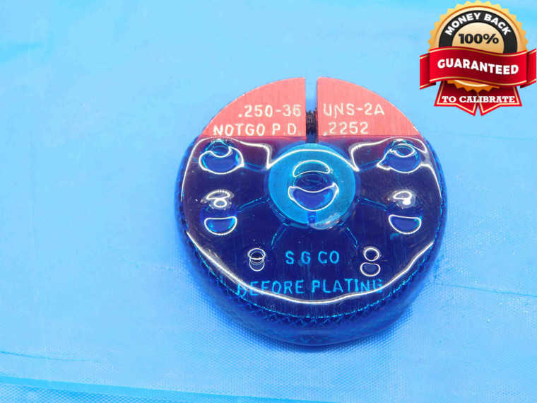 1/4 36 UNS 2A BEFORE PLATE THREAD RING GAGE .25 .250 NO GO ONLY P.D. = .2252 - DW30017BG4