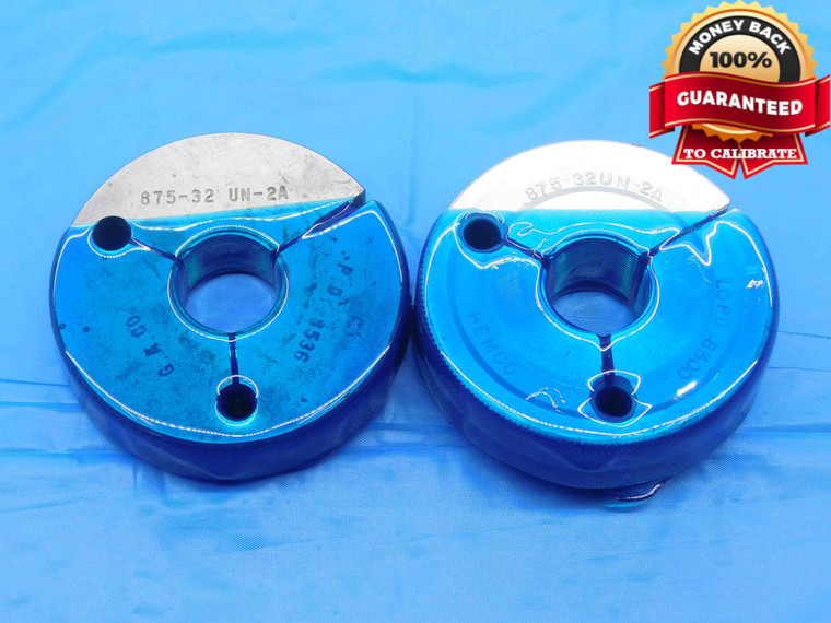 7/8 32 UN 2A THREAD RING GAGES .875 .8750 GO NO GO P.D.'S = .8536 & .8500 CHECK - DW30021BG4