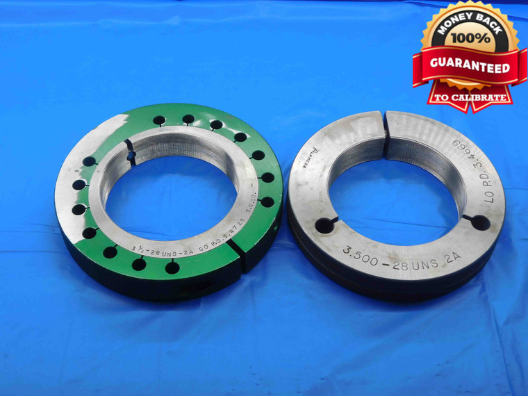 3 1/2 28 UNS 2A SPECIAL THREAD RING GAGES 3.5 GO NO GO P.D.'S = 3.4728 & 3.4669 - DW30024BG4