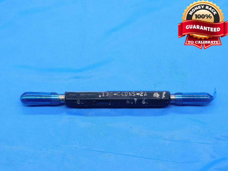 6 64 UNS 2A SET THREAD PLUG GAGE #6 .138 .1380 GO NO GO P.D.'S = .1272 & .1249 - DW30032BG4