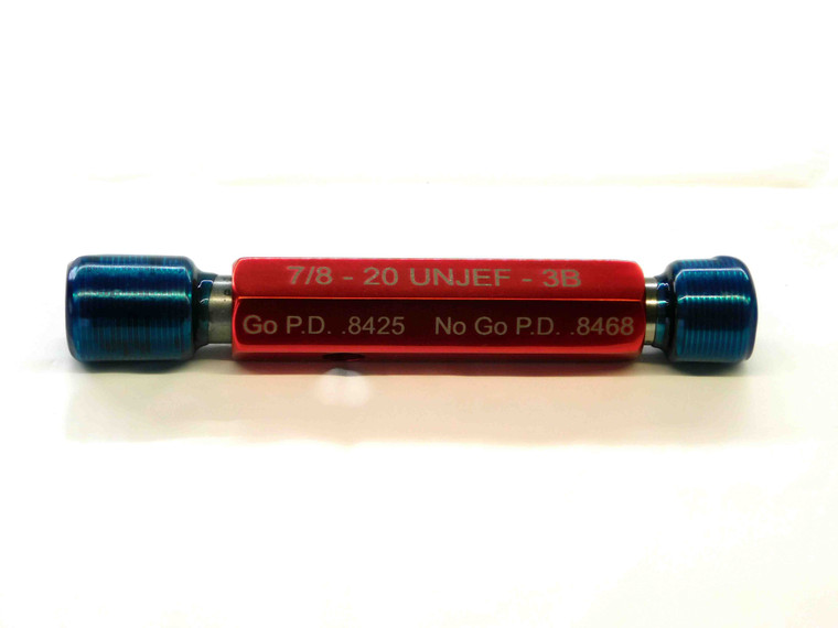 7/8 20 UNJEF 3B THREAD PLUG GAGE .875 .8750 GO NO GO P.D.'S = .8425 & .8468 - DW30107JSER