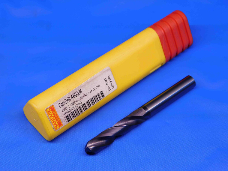 SANDVIK 8mm TiAlN CARBIDE COOLANT THRU TWIST DRILL BIT 460.1-0800-024A1-XM GC34 - BR6362BC4