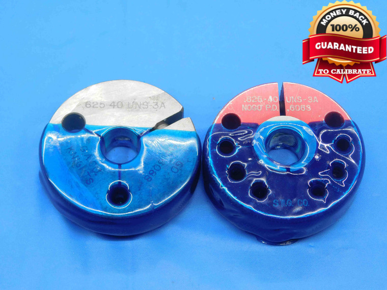 5/8 40 UNS 3A THREAD RING GAGES .625 .6250 GO NO GO P.D.'S = .6088 & .6063 CHECK - DW30231BG4