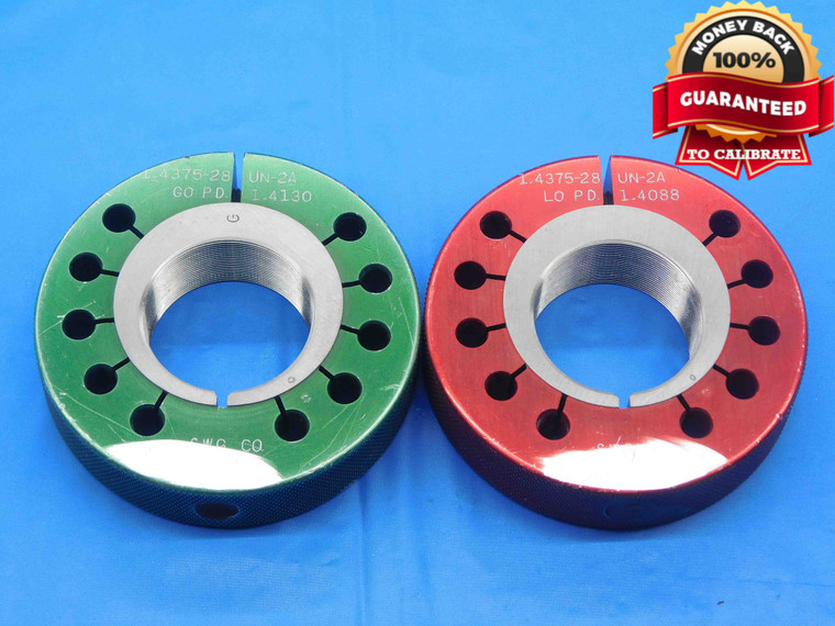 1 7/16 28 UN 2A THREAD RING GAGES 1.4375 GO NO GO P.D.'S = 1.4130 & 1.4088 CHECK - DW30238BG4