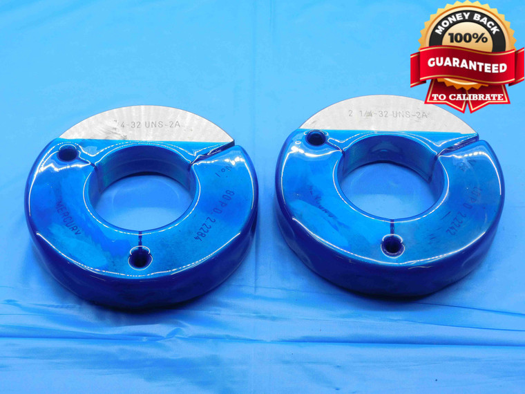 2 1/4 32 UNS 2A THREAD RING GAGES 2.25 2.250 GO NO GO P.D.'S = 2.2284 & 2.2242 - DW30241BG4