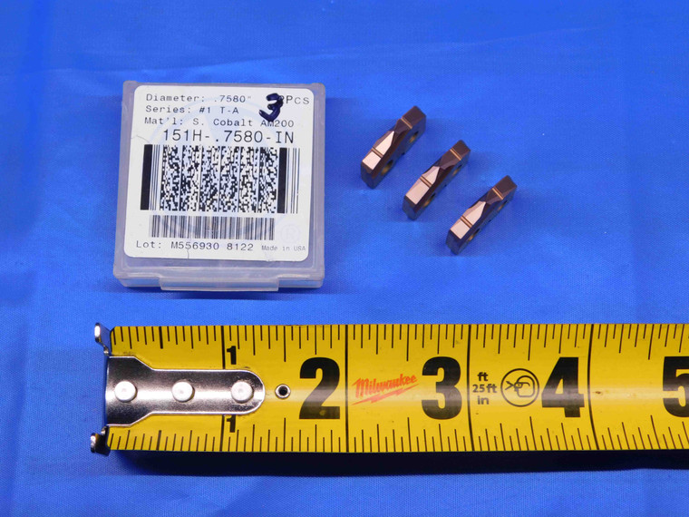 3pcs AMEC .758 O.D. 151H-.7580-IN AM200 HSS SERIES 1 T-A SPADE DRILL INSERTS - BR6540AX4