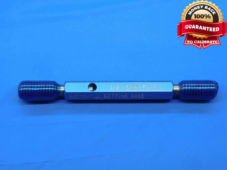 1/2 13 NC 3 LEFT HAND SET THREAD PLUG GAGE .5 GO NO GO P.D.'S = .4500 & .4463 - DW30562BK4