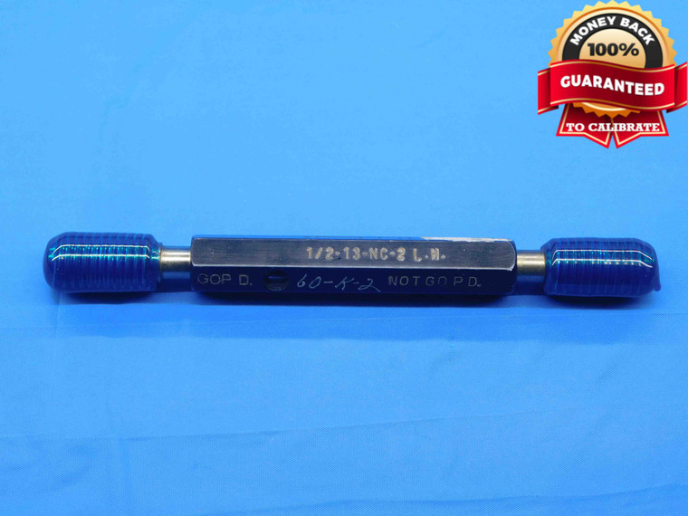 1/2 13 NC 2 LEFT HAND SET THREAD PLUG GAGE .5 GO NO GO P.D.'S = .4500 & .4448 - DW30574BK4