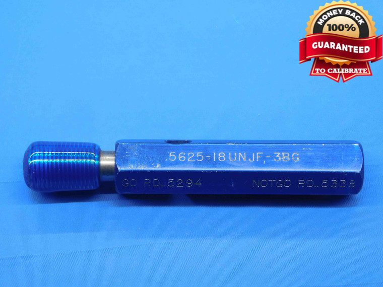 9/16 18 UNJF 3BG THREAD PLUG GAGE .5625 GO ONLY P.D. = .5294 3B OR 2B CHECK - DW30609BL4