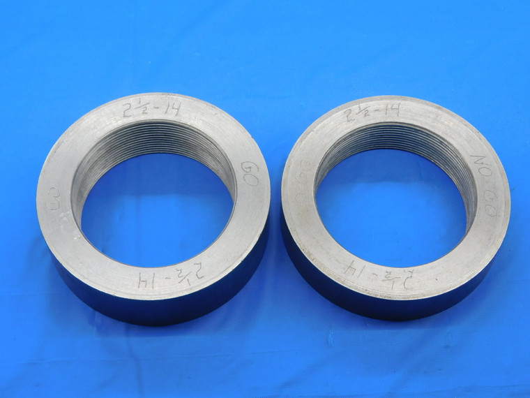 SHOP MADE 2 1/2 14 SOLID THREAD RING GAGE 2.5 2.50 2.500 GO AND NO GO CHECK - DW30655BK4