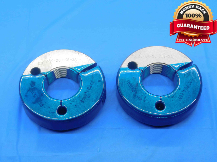 1 31/64 20 UNS 2A THREAD RING GAGES 1.4843 GO NO GO P.D.'S = 1.4505 & 1.4457 - DW30665BK4