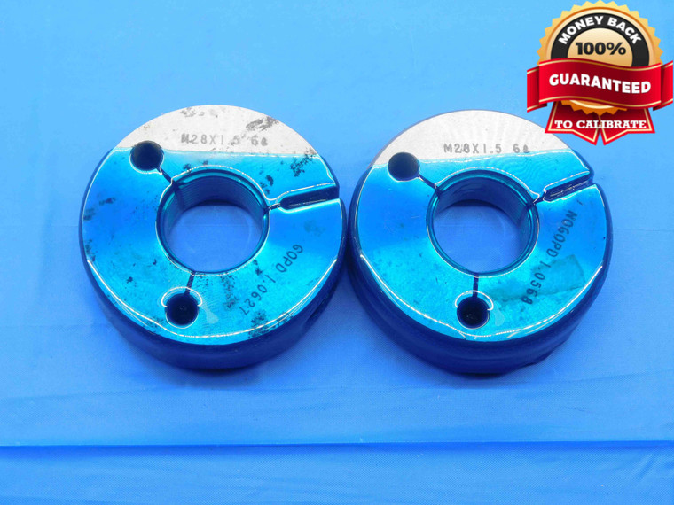 M28 X 1.5 6g METRIC THREAD RING GAGES 28 GO NO GO P.D.'S = 1.0627 & 1.0568 CHECK - DW30666BK4