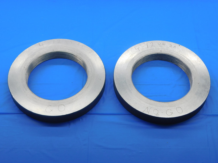 SHOP MADE 4" 12 UN 2A SOLID THREAD RING GAGE 4.0 4.00 4.000 4.0000 GO AND NO GO - DW30673BK4