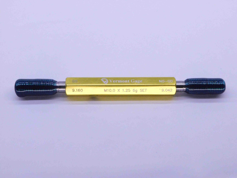 M10 X 1.25 6g VERMONT SET THREAD PLUG GAGE 10 GO NO GO P.D.'S = 9.160 & 9.042 - DW30762BN4