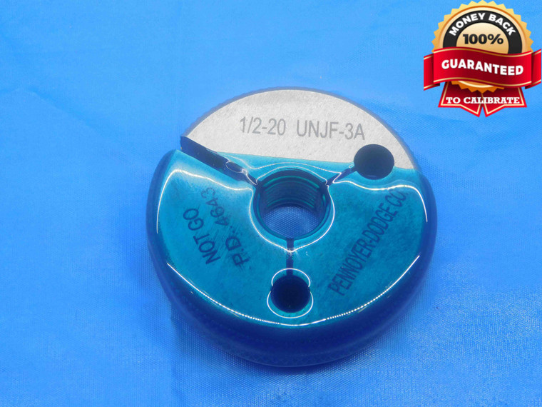 1/2 20 UNJF 3A THREAD RING GAGE .5 .50 .500 .5000 NO GO ONLY P.D. = .4643 CHECK - DW30935BQ4