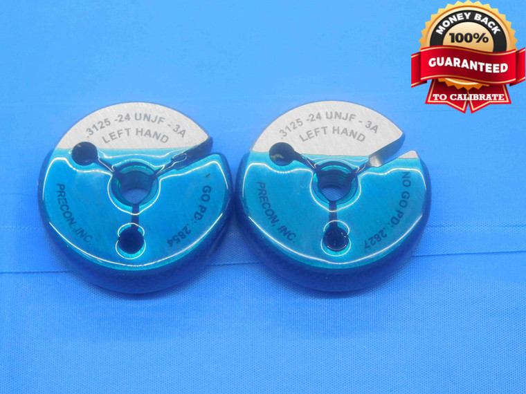5/16 24 UNJF 3A LEFT HAND THREAD RING GAGES .3125 GO NO GO PD'S = .2854 & .2827 - DW30940BQ4
