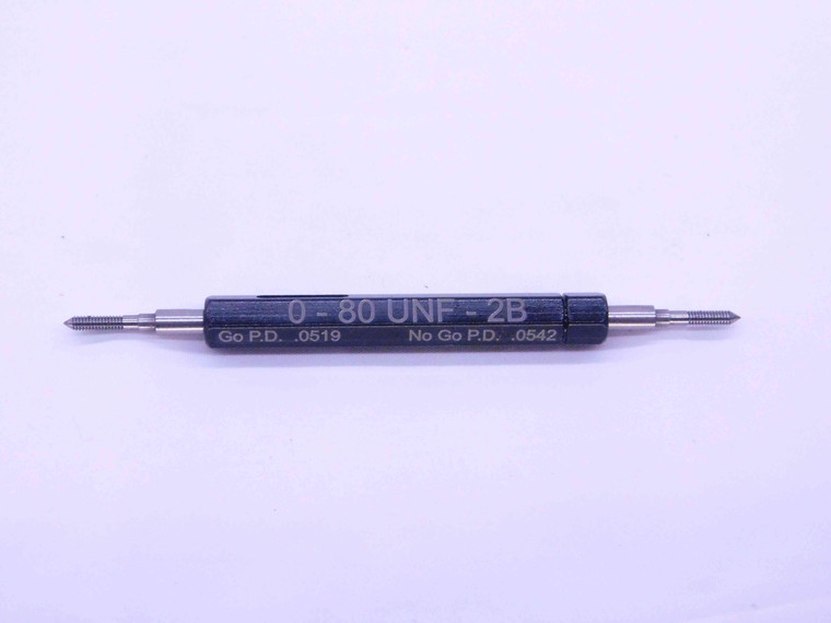 NEW 0 80 UNF 2B THREAD PLUG GAGE #0 .060 .0600 GO NO GO P.D.'S = .0519 & .0542 - DW30998MSAF