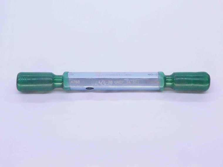 1/2 28 UNEF 3A VERMONT SET THREAD PLUG GAGE .5 GO NO GO P.D.'S = .4768 & .4740 - DW31345BY4