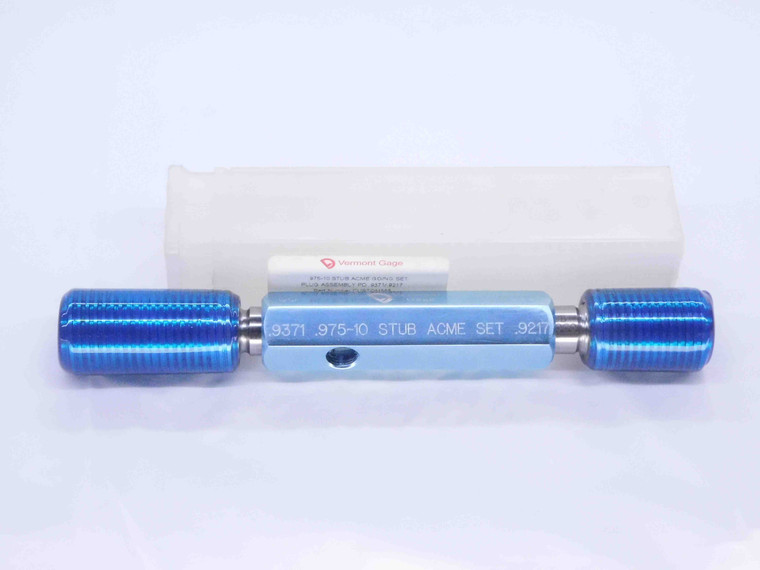 .975 10 STUB ACME 2G VERMONT SET THREAD PLUG GAGE GO NO GO PD'S = .9371 & .9217 - DW31373BY4