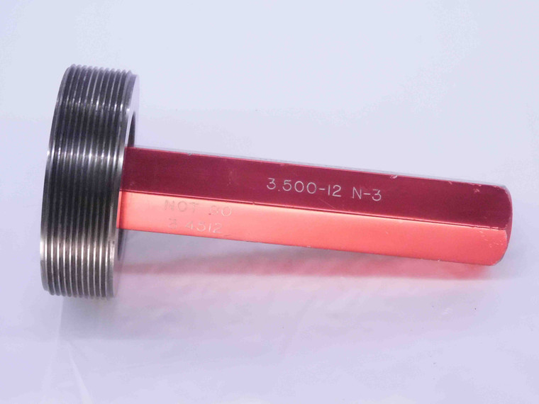 3 1/2 12 N 3 THREAD PLUG GAGE 3.5 3.50 3.500 NO GO ONLY P.D. = 3.4512 UN-3 CHECK - DW31377LVR