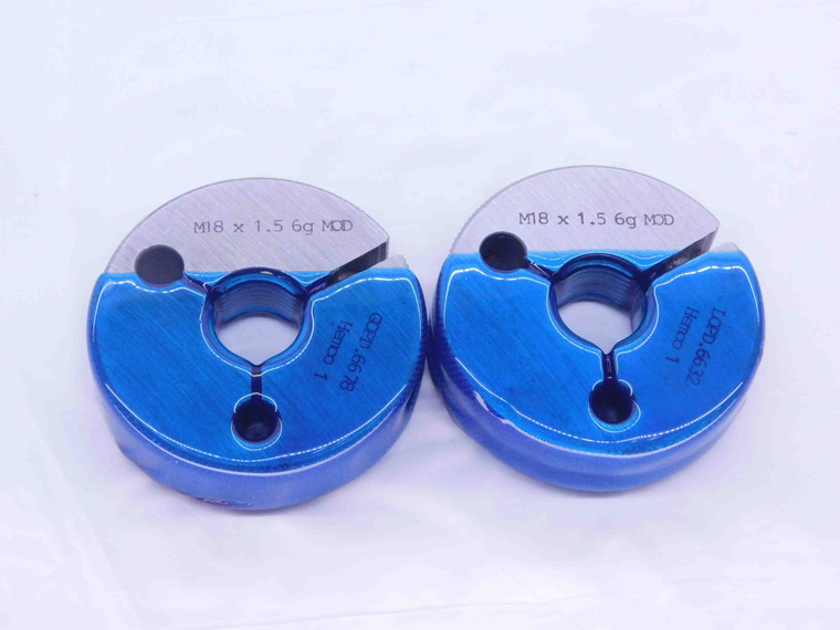 M18 X 1.5 6g MODIFIED THREAD RING GAGES 18 GO NO GO P.D.'S = .6678 & .6632 CHECK - DW31395BY4