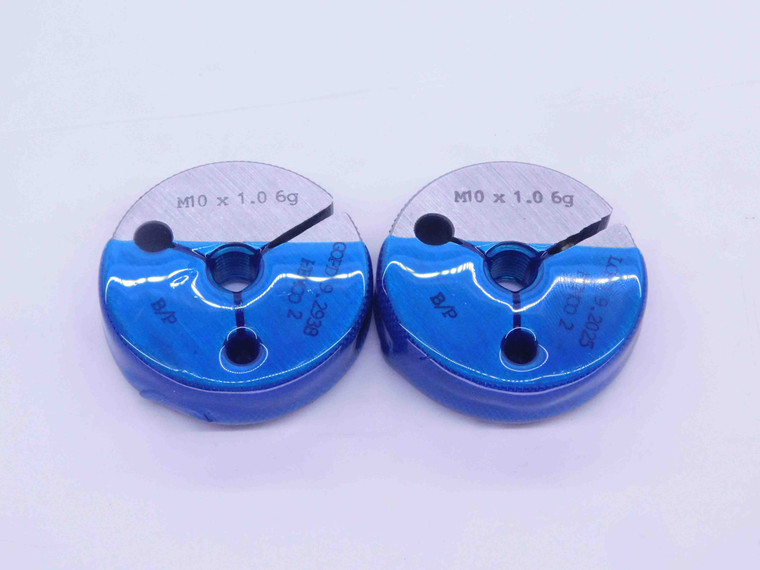 M10 X 1 6g BEFORE PLATE THREAD RING GAGES 10 1.0 GO NO GO PD'S = 9.2938 & 9.2025 - DW31396BY4