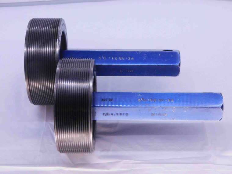 4 1/4 12 UN 3A SET THREAD PLUG GAGE 4.25 4.250 GO NO GO P.D.'S = 4.1959 & 4.1910 - DW31419RD