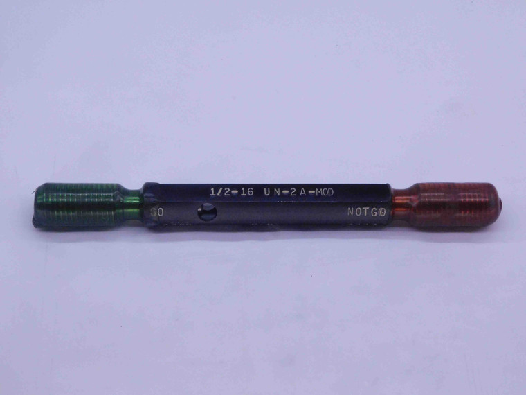 1/2 16 UN 2A MODIFIED SET THREAD PLUG GAGE .5 GO NO GO P.D.'S = .4380 & .4333 - DW31427BY4