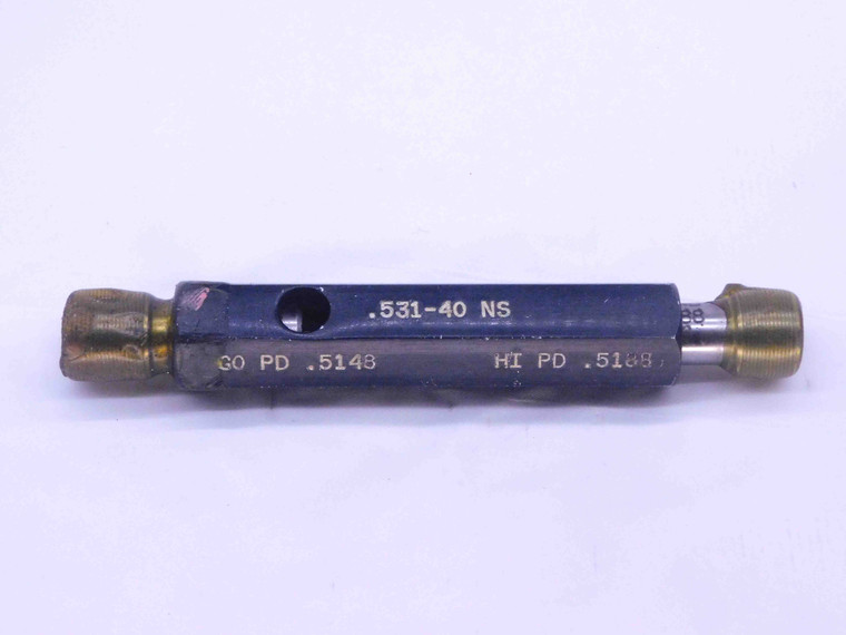 .531 40 NS THREAD PLUG GAGE .5310 GO NO GO P.D.'S = .5148 & .5188 17/32 CHECK - DW31716CC4
