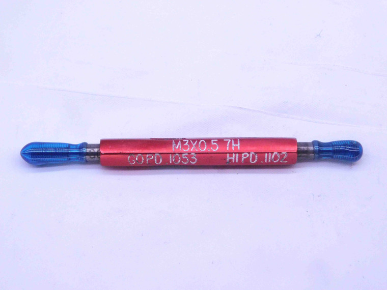 M3 X .5 7H METRIC THREAD PLUG GAGE 3 0.5 GO NO GO P.D.'S = 2.675 & 2.800 - DW31730OB4