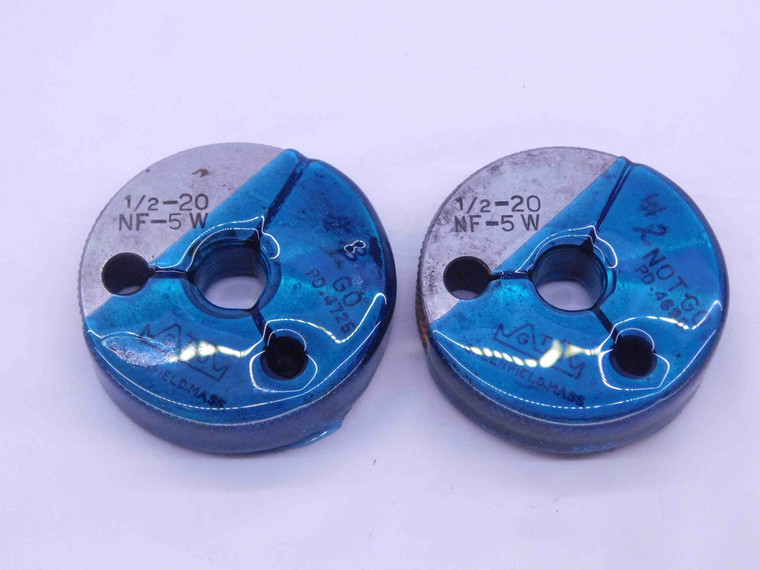 1/2 20 NF 5 THREAD RING GAGES .5 .50 .500 GO NO GO P.D.'S = .4725 & .4695 UNF-5 - DW31787CB4