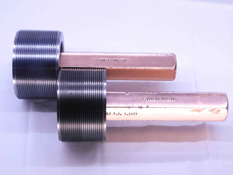 3 1/4 12 UNC 2A SET THREAD PLUG GAGE 3.25 GO NO GO P.D.'S = 3.1940 & 3.1877 - DW31797OB4