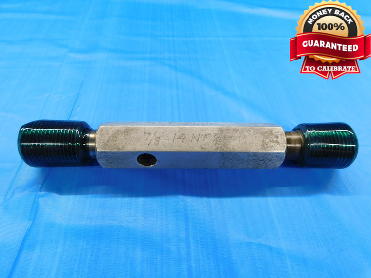7/8 14 NF 2 SET THREAD PLUG GAGE .875 GO NO GO P.D.'S = .8286 & .8237 UNF-2 - BL1243SK