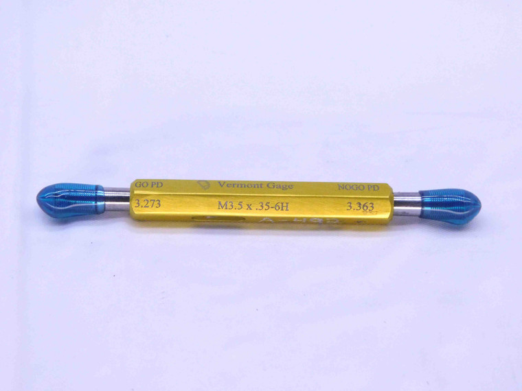 M3.5 X .35 6H VERMONT THREAD PLUG GAGE 3.5 0.35 GO NO GO P.D.'S = 3.273 & 3.363 - DW32115OB4