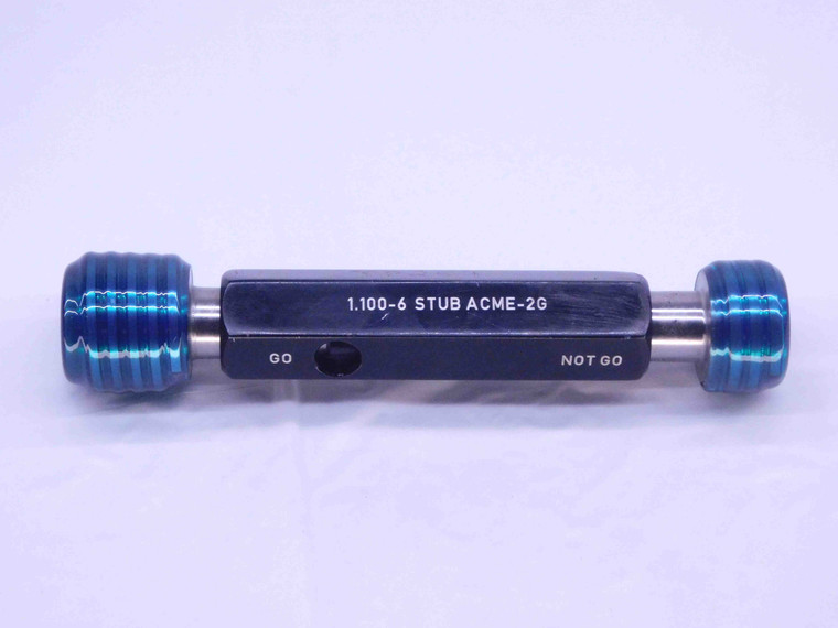 1.100 6 STUB ACME 2G THREAD PLUG GAGE 1.1 .10 GO NO GO P.D.'S = 1.0500 & 1.0686 - DW32124BY4