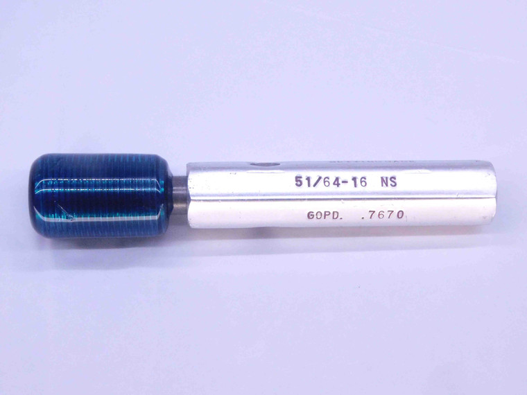 51/64 16 NS SET THREAD PLUG GAGE .7968 GO ONLY P.D. = .7670 INSPECTION CHECK - DW32179OB4