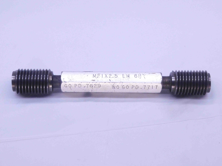 M21 X 2.5 6H LEFT HAND THREAD PLUG GAGE 21 GO NO GO P.D.'S = .7629 & .7717 CHECK - DW32204CM4